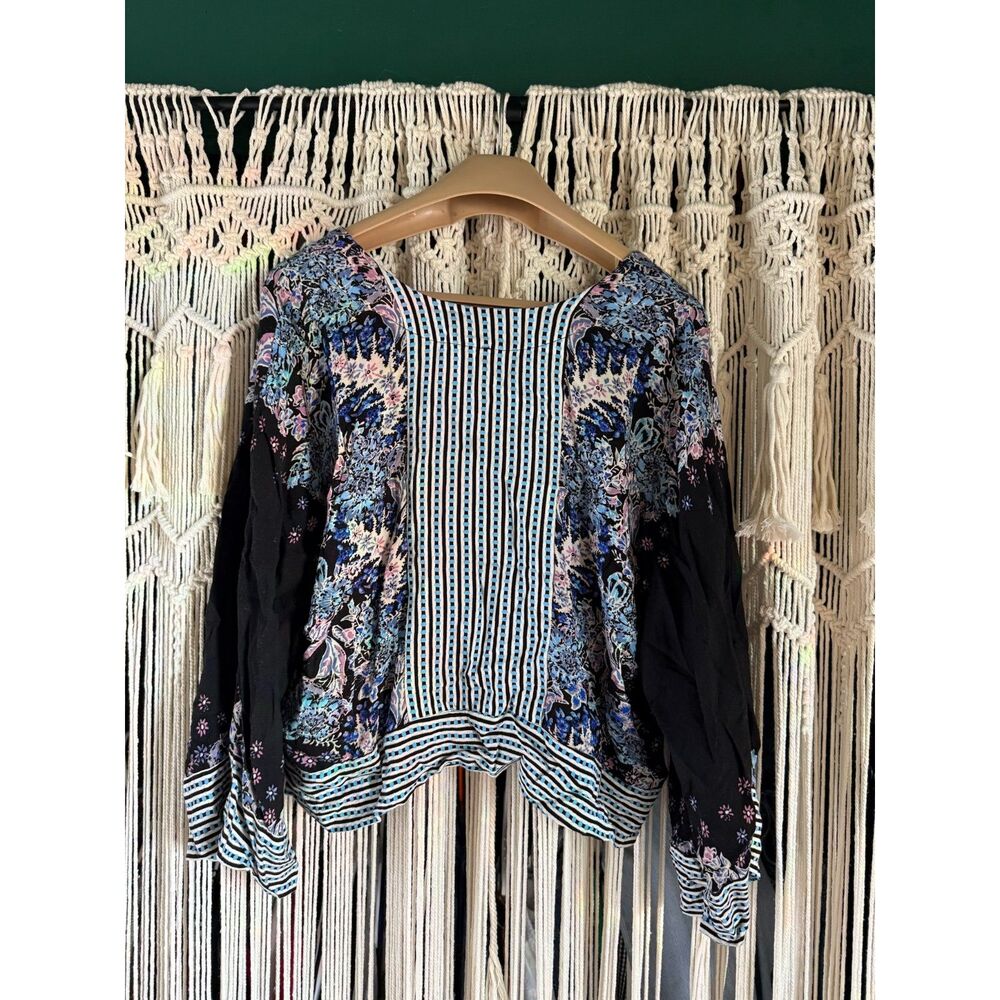 Free People "Mix N Match" Blouse in the "Black Combo" colorway